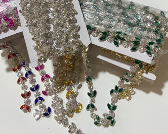 Luxurious Sparkling Crystal Beaded rhinestone trim Bridal Jewelry prom trim perfect for sashes Belts