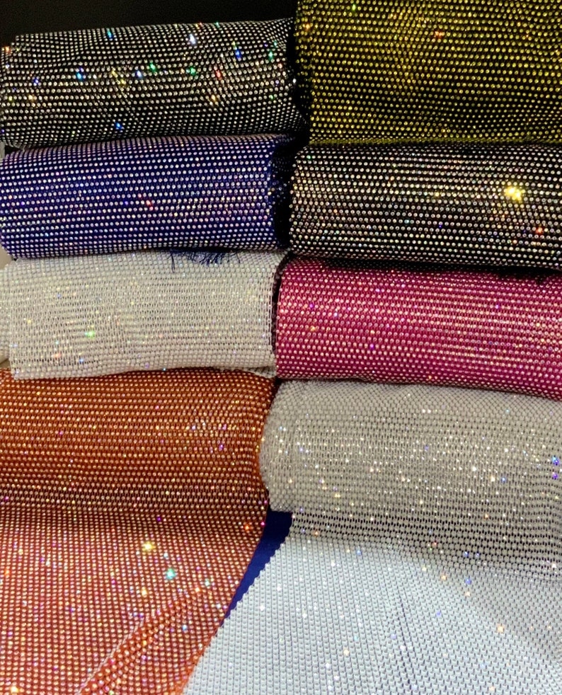 Rhinestone/ /stretch/fabric/ Rhinestone Mesh Elastic/ Etsy