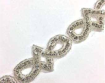 Crystal trim Rhinestone by the yard perfect for belts bridesmaid sashes (1) inch wide#QRGY6805