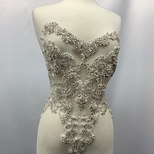 Designer Full Crystal Rhinestone Marquis Shapes,Inspiration of Beaded Mesh ,Bridal,Evening,Prom  Applique