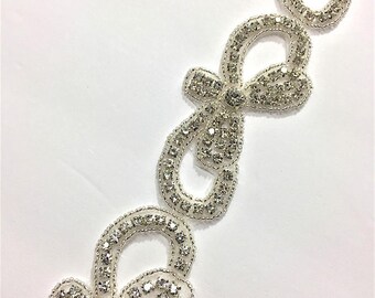 Silver and Crystal Beaded Rhinestone Trim - 1