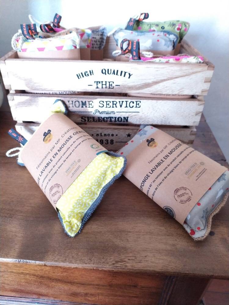 Éponges Pour La Vaisselle en Mousse Certifiée Oeko Tex de Différentes Couleurs Finition Microfibre o