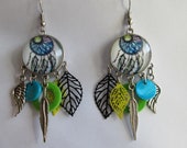 Earrings prints and cabochon dream catcher