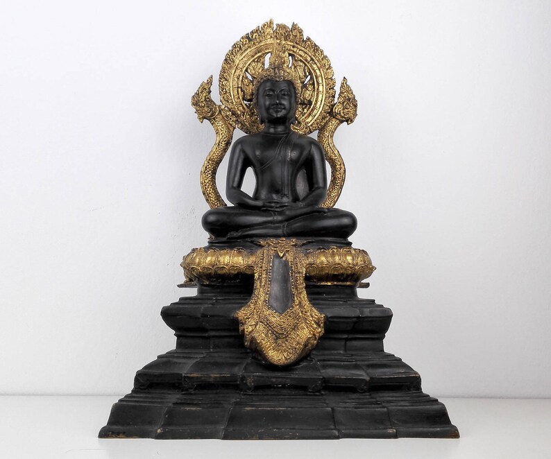 Figur Miniatur Buddha sitzend Bronze alt Dekoration Buddhistisches