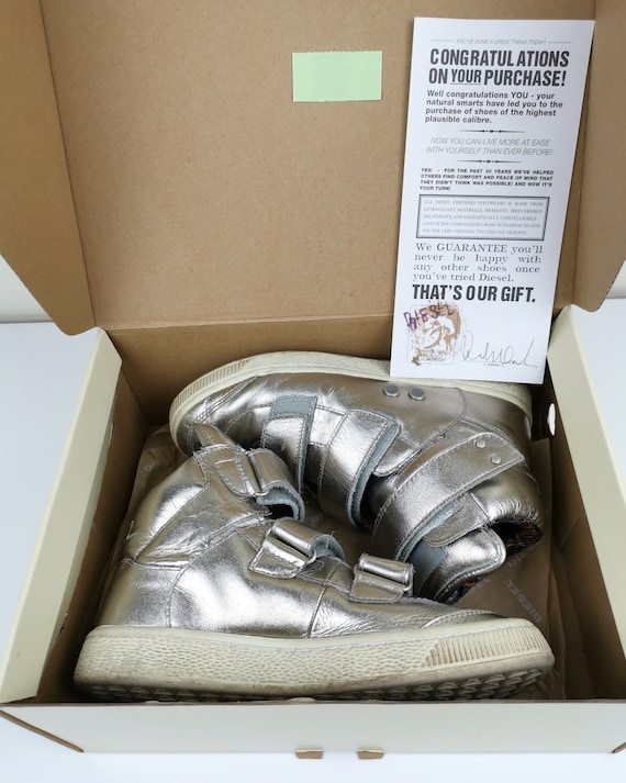 DIESEL RN 93243 Silver Leather Sneakers 