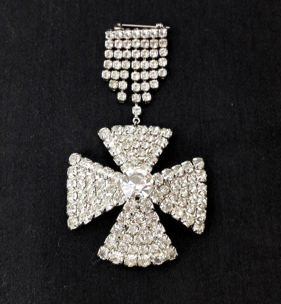 Rhinestone brooch Rhinestone brooch Maltese cross,