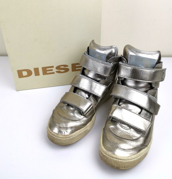 DIESEL RN 93243 Silver Leather Sneakers 