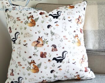 Forest Animals Minky Accent Throw Cushion Pillow Cover- 18"x18"