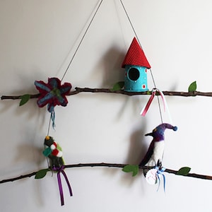 Needle felt birds mobile