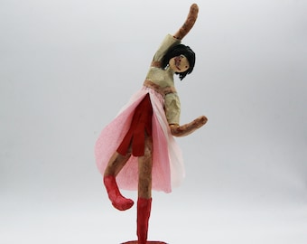 Sculpture of paper mache flower young dancer entirely hand made