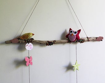 Paper mache birds mobile