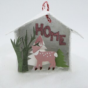 Paper mache Christmas box and paper cut doe