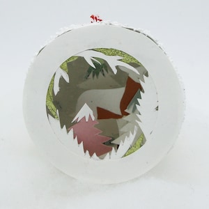 Paper mache Christmas ball and paper cut deer