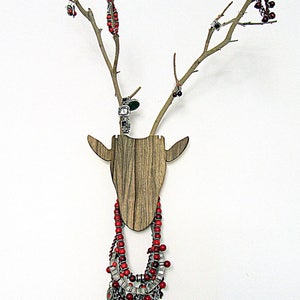 Unique jewelry hanger Deer head with antlers made from branches image 1