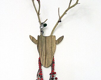 Unique jewelry hanger - Deer head with antlers made from branches