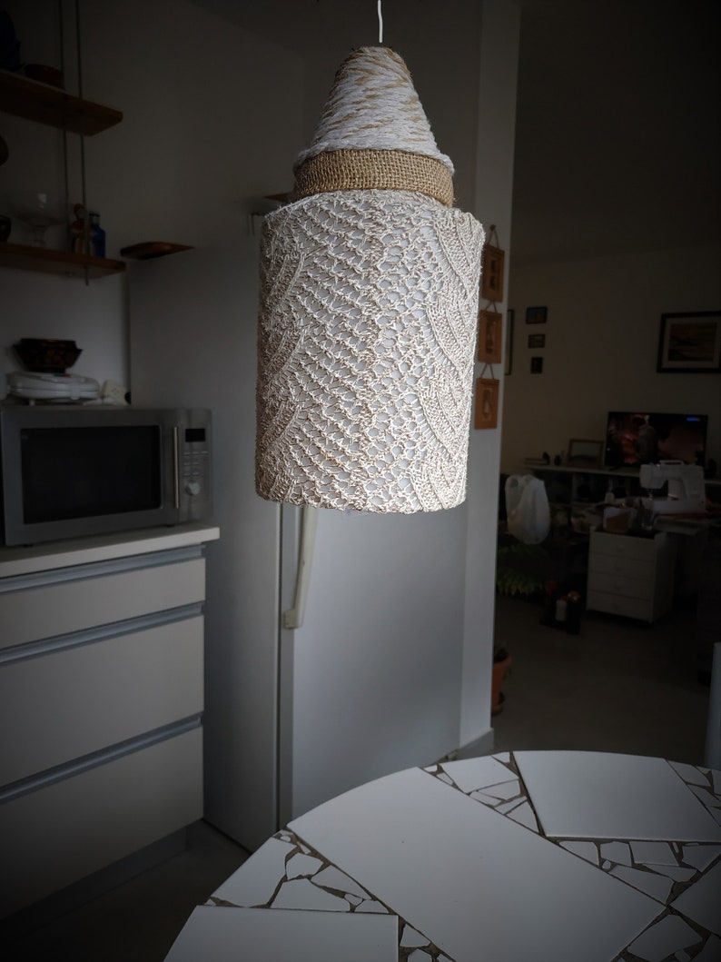 Lampe de table et abat-jour écologiques en tissu dentelle image 5