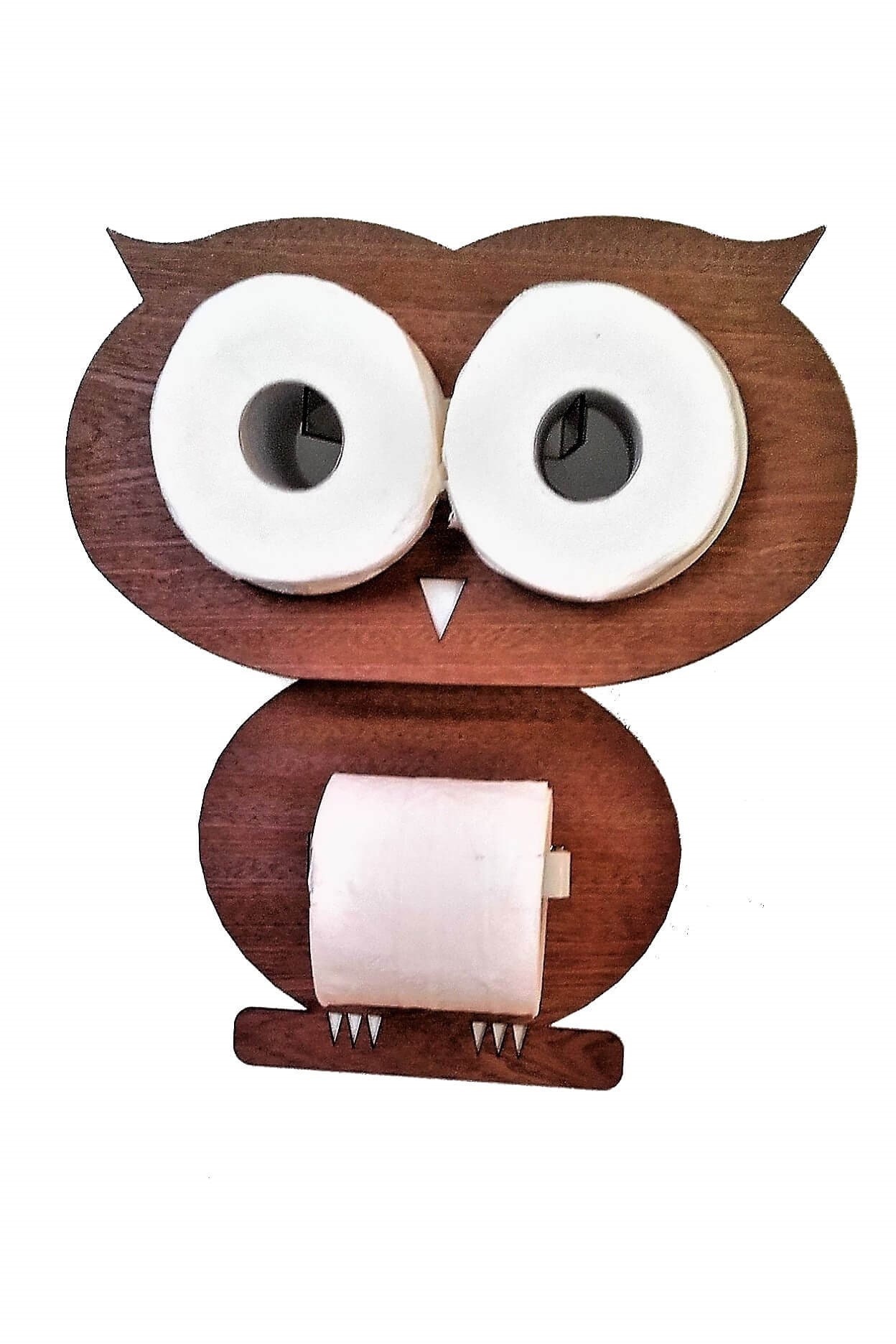 Hibou Drôle - Combine Un Porte-Rouleau de Papier Toilette et Rangement Pour Deux Rouleaux Supplément