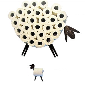 Mensola a forma di pecora per riporre rotoli di carta igienica con portarotolo a forma di agnello
