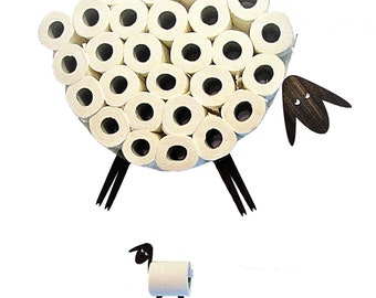 Shelf-Sheep for storing of toilet paper rolls with a roll holder-lamb