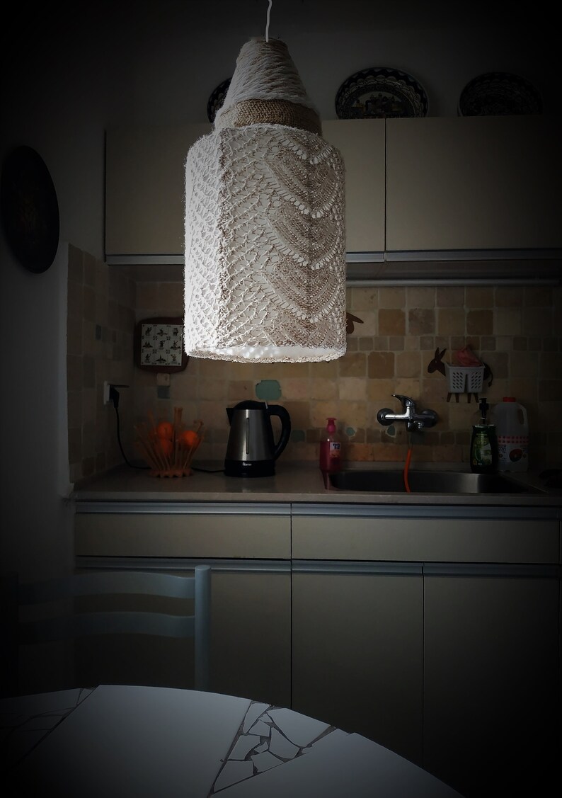 Lampe de table et abat-jour écologiques en tissu dentelle image 7