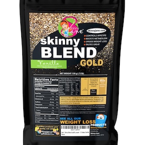 Skinny Blend Gold! Best Tasting Protein Shake - Delicious Weight Loss Diet Shake - Low Carbs, Only 90 Calories (15 Serving, Vanilla)