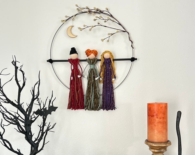 Macrame Hocus Pocus Hocus Pocus Wall Decor, Halloween Witch Decor, Macrame Halloween Wall ...