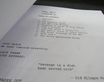 Kill Bill Volume 1. or 2. Script -  Movie Script Replica