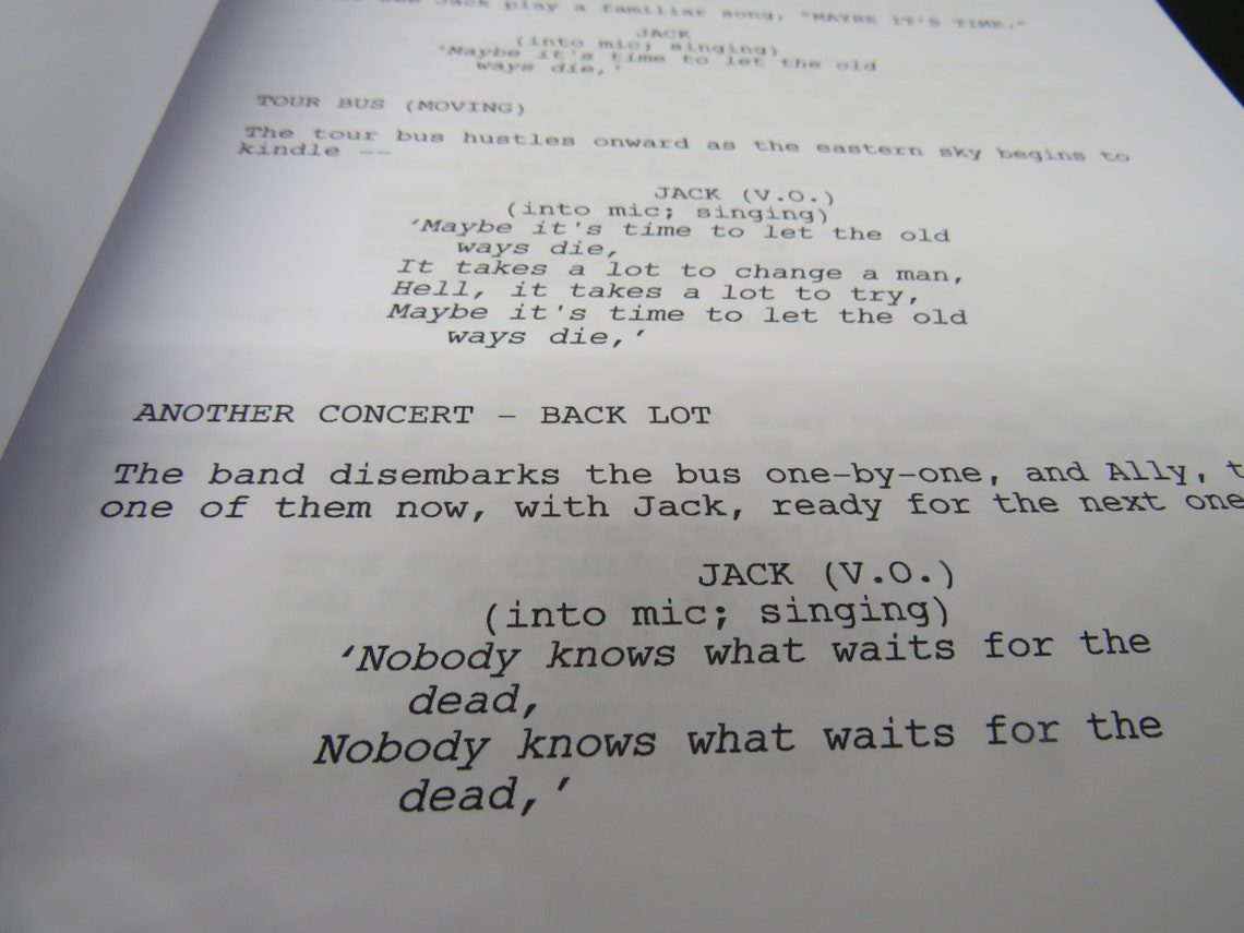 A Star is Born Script 2018 Movie Script Replica | Etsy