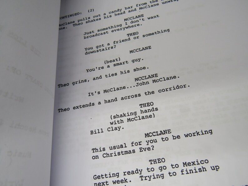 Die Hard Script - Movie Script Replica - Etsy