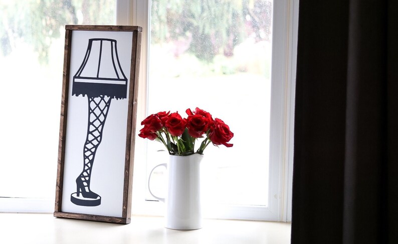 Leg Lamp Holiday Handpainted And Framed Wooden Image 0