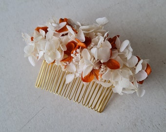 Peigne à cheveux tendance avec sa touche terracotta. Un accessoire pour vôtre coiffure de mariée, collection Félicia