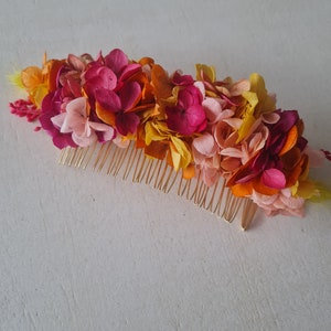 Peigne à cheveux Monica, en hortensia stabilisé. Un accessoire tendance pour vôtre coiffure de mariage, EVJF, anniversaire, grand peigne 11 cm