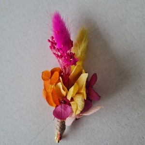 Monica buttonhole for groom, best man, groomsmen. Colorful accessory made from dried and preserved flowers. image 1