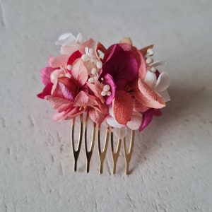 Hair comb, in hydrangea, stabilized broom bloom. An accessory for your bridal hairstyle, Flora collection mini peigne