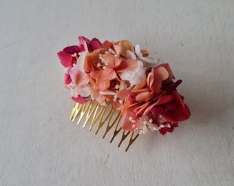 Peigne à cheveux, en hortensia, broom bloom stabilisés. Un accessoire pour vôtre coiffure de mariée, collection Flora