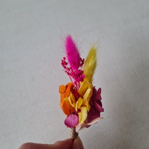 Monica buttonhole for groom, best man, groomsmen. Colorful accessory made from dried and preserved flowers. image 2