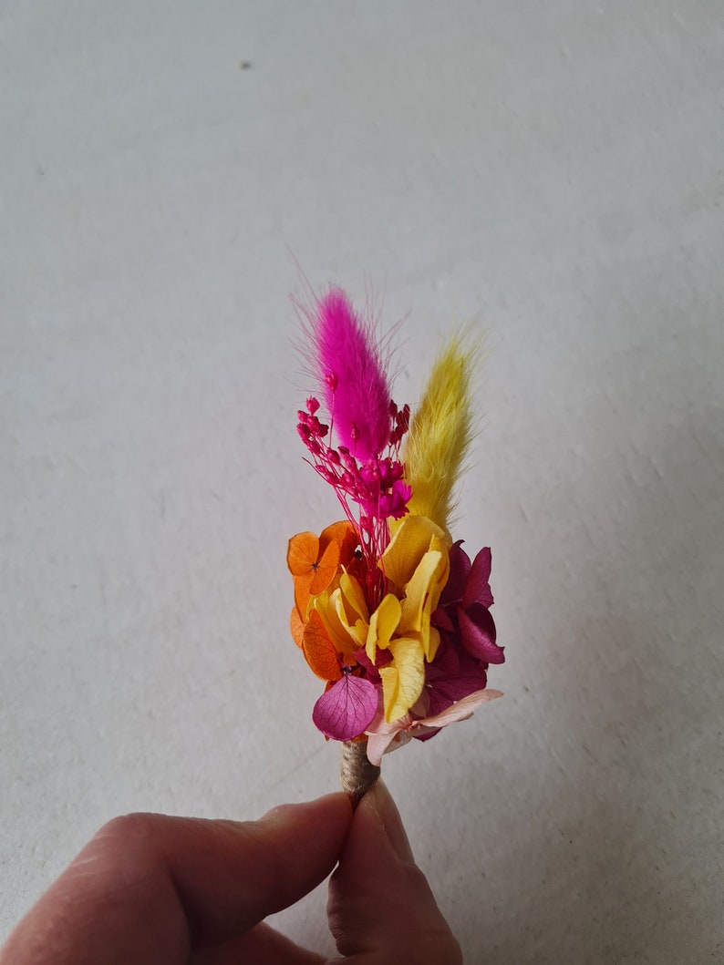 Monica buttonhole for groom, best man, groomsmen. Colorful accessory made from dried and preserved flowers. image 2
