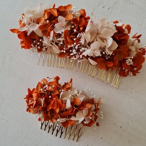 Peigne à cheveux Mélodie, en hortensia et broom bloom stabilisées. Un accessoire pour vôtre coiffure de mariage, EVJF, anniversaire, image 6