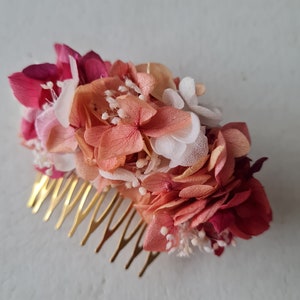 Peigne à cheveux, en hortensia, broom bloom stabilisés. Un accessoire pour vôtre coiffure de mariée, collection Flora petit peigne