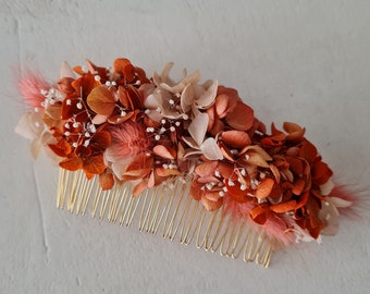 Peigne à cheveux en hortensia stabilisé Elodie. Un accessoire pour sublimer vôtre coiffure de mariée ou celles de vos demoiselles d'honneurs