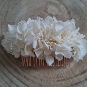 Wedding hair comb, in preserved flowers, hydrangea, Victoria. Ideal boho wedding hairstyle, bachelorette party, baptism, birthday...