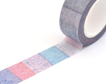 Washi tape rayures aquarelle bleu violet 15 mm x 10 m