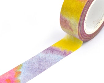 Washi tape aquarelle tie & dye multicolore 15 mm x 10 m