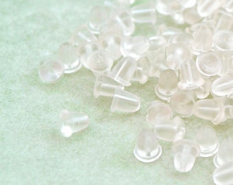 100 transparent silicone earring plugs 4mm