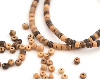 100 small heishi coconut beads 3.5 mm natural brown