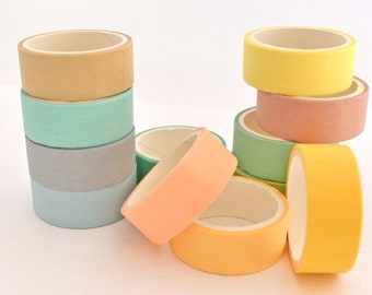 12 washi tape 15 mm X 3 M multicolore pastel