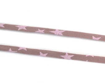 Cordon Liberty Etoiles Tourterelle Rose 4 mm/ 1 mètre