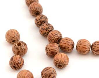 20 perles rondes en bois de coco 10 mm