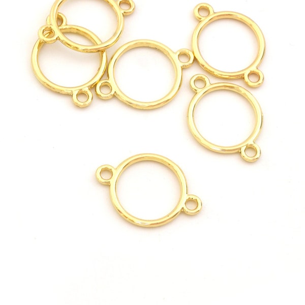 2 Connecteurs cercles dorés 21x15 mm