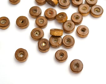 100 perles rondelles en bois marron foncé 8x3.5 mm